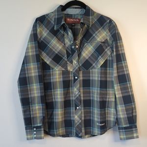 NWT Simms UPF 20+ Big Sky Long Sleeve Shirt Plaid XS